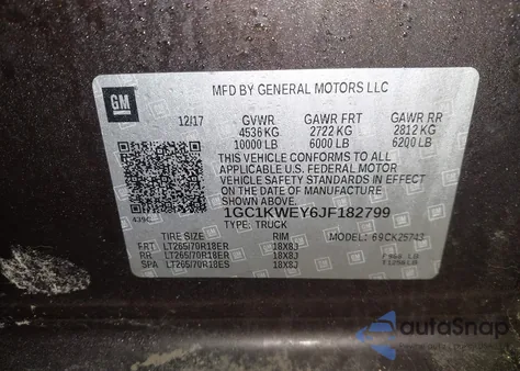 2018 Chevrolet Silverado 2500Hd Ltz from USA, damaged, VIN 1GC1KWEY6JF182799